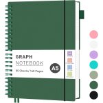 Carnet de notes a5 a quadrillage, carnet a spirale, 160 pages / 80 feuilles pour homme et femme, bloc ...
