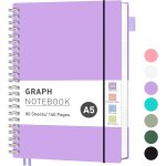 Carnet de notes a5 a quadrillage, carnet a spirale, 160 pages / 80 feuilles pour homme et femme, bloc ...