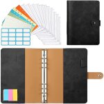 Carnet de notes a6 en cuir synth�tique avec 12 pochettes en pvc, format compact, fermeture a boucle, ...