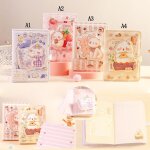 Carnet de notes a boutons magn�tiques pour filles, 96 feuilles, dessins anim�s, pages en couleur, illustration ...