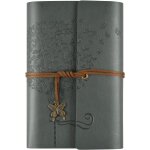 Carnet de notes en cuir, agenda rechargeable pour femmes filles, journal de voyage rtro doubl (gris, ...