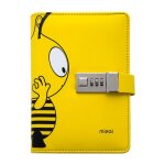 Carnet de notes en cuir pu m17f a6, bloc - notes avec combinaison de mot de passe, bloc - notes agenda ...