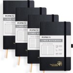 Carnet de notes lign� a5 paquet de 4, couverture rigide, papier 120 g / m, 128 pages num�rot�es, etiquettes ...