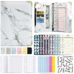 Carnet de notes en marbre a6 - livre de notes en cuir pu - livre de feuilles volantes - manuel (blanc) ...