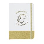 Carnet de notes a paillettes licorne - dor�e