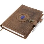 Carnet de notes rechargeable en cuir pour femmes - carnet vintage chakras avec pierre incruste - cahier ...