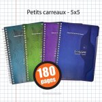 Carnet r�pertoire spirale 148x210 petits carreaux 5x5 100p calligraphe