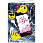 Carte vive sainte catherine 25 novembre pour jeune fille adolescente smileys jaunes emoticnes tlphone ...