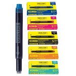 Cartouches d'encre - longue - pour stylo plume et roller - noir - bleu - turquoise - orange - rose