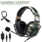 Casque de jeu filaire vert, ecouteurs stro, son surround, camouflage, avec lumire led, pour ps4, pc, ...