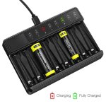 Chargeur de batterie intelligent universel a 8 fentes, affichage led, pour piles au lithium 1. 5v aa ...