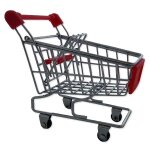 Chariot caddie range fournitures de supermarché miniature pour bureau orange Chariot caddie range fournitures de supermarché miniature pour bureau orange