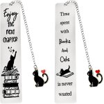 Marque page chat, 2 pcs marque - pages en mtal avec chane chats marqueurs de livres dcoration d'tagre ...