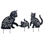 Chat yard art acrylique chat noir jardin ext�rieur bouclier d�coratif cl�ture animal silhouette (3 pi�ces) ...