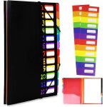 Chemise a4 12 compartiments - cartable en polypropyl�ne imperm�able avec fermeture eclair & etiquettes ...