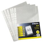 Chemise pochette perfor�e a4, transparent grain�, 50 mic sachet de 100