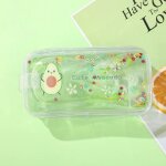 Chen lin - trousse a crayons transparente kawaii avocat, sable mouvant, dessin, paillettes pche, sac ...