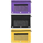 Chenquansarl - lot de 3 trousses a crayons colores pour classeur a 3 anneaux, trousses a crayons a fermeture ...