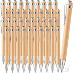 Chenquansarl - lot de 40 stylos a bille rtractables en bambou de 1, 0 mm, encre noire, stylos a bille ...