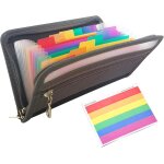 Chenquansarl - classeur a6 avec fermeture eclair et etiquettes - 13 compartiments pour documents, chques, ...