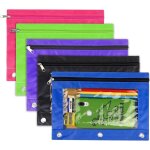 Chenquansarl - paquet de 5 etui a glissi�re avec 3 trous - trousse a crayons transparente de haute capacit� ...