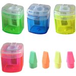 Chenquansarl - pices taille - crayons en plastique avec 4 gommes, taille crayon manuel a un trou portable, ...