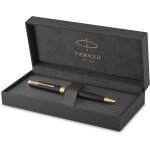 Chenquansarl - sonnet stylo bille luxe laque noir mat avec attributs or pointe moyenne encre noir coffret ...