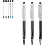 Chenquansarl - stylo a bille 3 pcs 2 en 1 stylo diamant en cristal etincelant stylo tactile capacitif ...