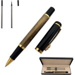 Chenquansarl - stylo roller a bille durable avec deux recharges noires 0, 5 mm bote cadeau (jaune)