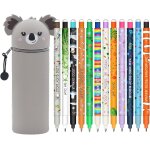 Chenquansarl - trousse ecole 2 en1 en silicone souple, 6 panda stylos a encre gel effaables, kawaii, ...