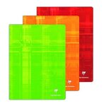 Clairefontaine lot de 3 metric cahier grands carreaux sans spirales 24x32cm coloris assortis