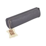 Clairefontaine age bag round - trousse - cuir vritable - gris