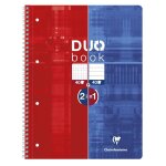 Clairefontaine cahier reliure int�grale 22, 5x29, 7 duo 80p q. 5x5 + 80p lign� perfo. 4 trous