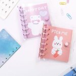 Classeur a 6 anneaux en pvc transparent, papier de recharge a7, motifs de fantaisie, papiers imprim�s ...