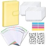 Classeur de budget pour carnet a6 avec couvercle en cuir pu, 8 poches en plastique et 24 feuilles de ...