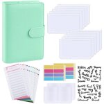 Classeur de budget, organisateur de planificateur de carnet de notes en cuir pu a6, rechargeable, 6 anneaux, ...