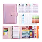 Classeur en cuir macaron a6 rose, couverture en papier pour agenda agenda agenda, fermeture eclair, enveloppe ...