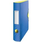 Classeur a levier - leitz - urban chic - a4 - bleu - dos arrondi 65mm - fermeture elastique