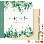 Classeur de recettes rigide 3 anneaux, grand classeur souple avec 8 intercalaires et 2 autocollants, ...