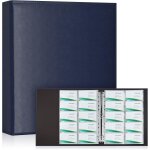 Classeur visites cartes professionnelles 600 capacit - a4 3 anneaux pu cuir, 30 pages rechargeables, ...