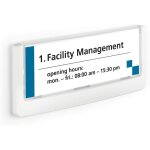 Click sign plaque de porte et de signalisation avec cadre profil plastique coloris blanc format titre ...