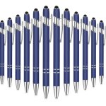 Coffret de 12 stylos a bille en m�tal noir avec pointes stylet pour ecoles, bureaux et ev�nements - recharges ...