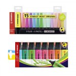 Coffret 15 + 8 surligneurs - stabilo boss original - fluo et pastel