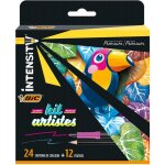 Coffret - bic - 24 crayons de couleur - 12 feutres - kit pour artistes