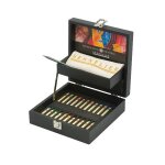Coffret en bois noir de 24 pastels a l'huile sennelier
