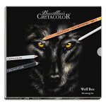 Coffret dessin - 25 pi�ces - crayons beaux - arts + pastels + fusains + mines - cretacolor wolf box