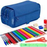 Colepack - trousse d'colier a 3 compartiments - triple trousse avec matriel de marque - eco blue o ...