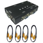Commutateur usb vga kvm avec 4 c�bles, s�lecteur 4 ports pour 4pc partageant un moniteur vid�o et 3 p�riph�riq ...