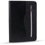 Confrencier a5 a fermeture eclair en cuir synthtique avec calculatrice, bloc - notes a pages lignes ...