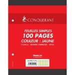 Conqu�rant lot de 10 feuillets mobiles jaune 17x 22 cm, 80g 100 pages grands carreaux